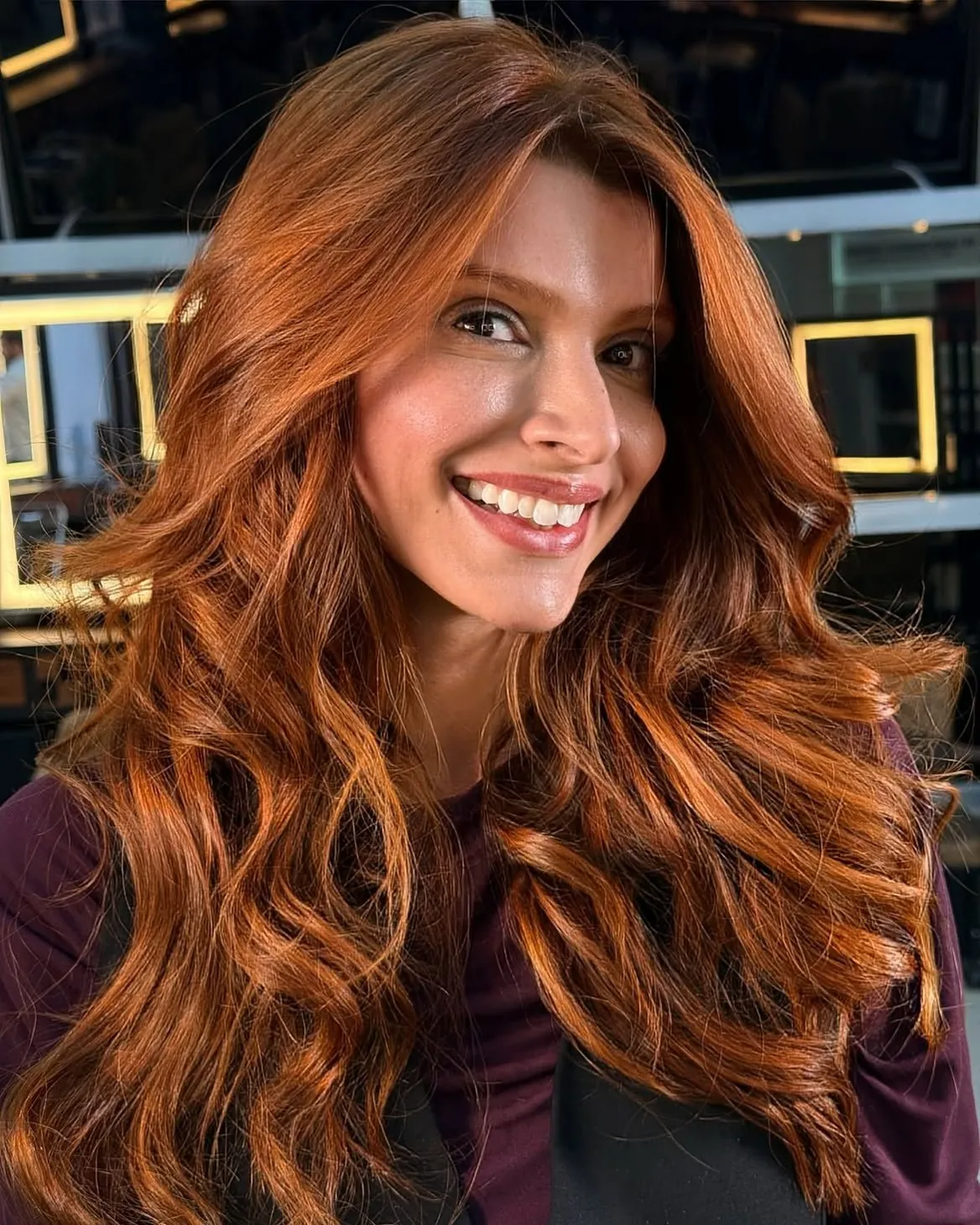 Coloração ruiva em cabelo longo